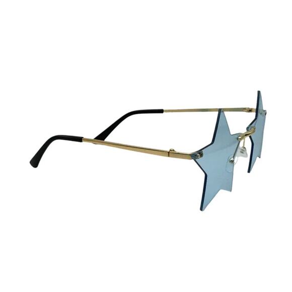 6077 | Blue Rimless Star Novelty Sunglasses - Picture 2 of 5